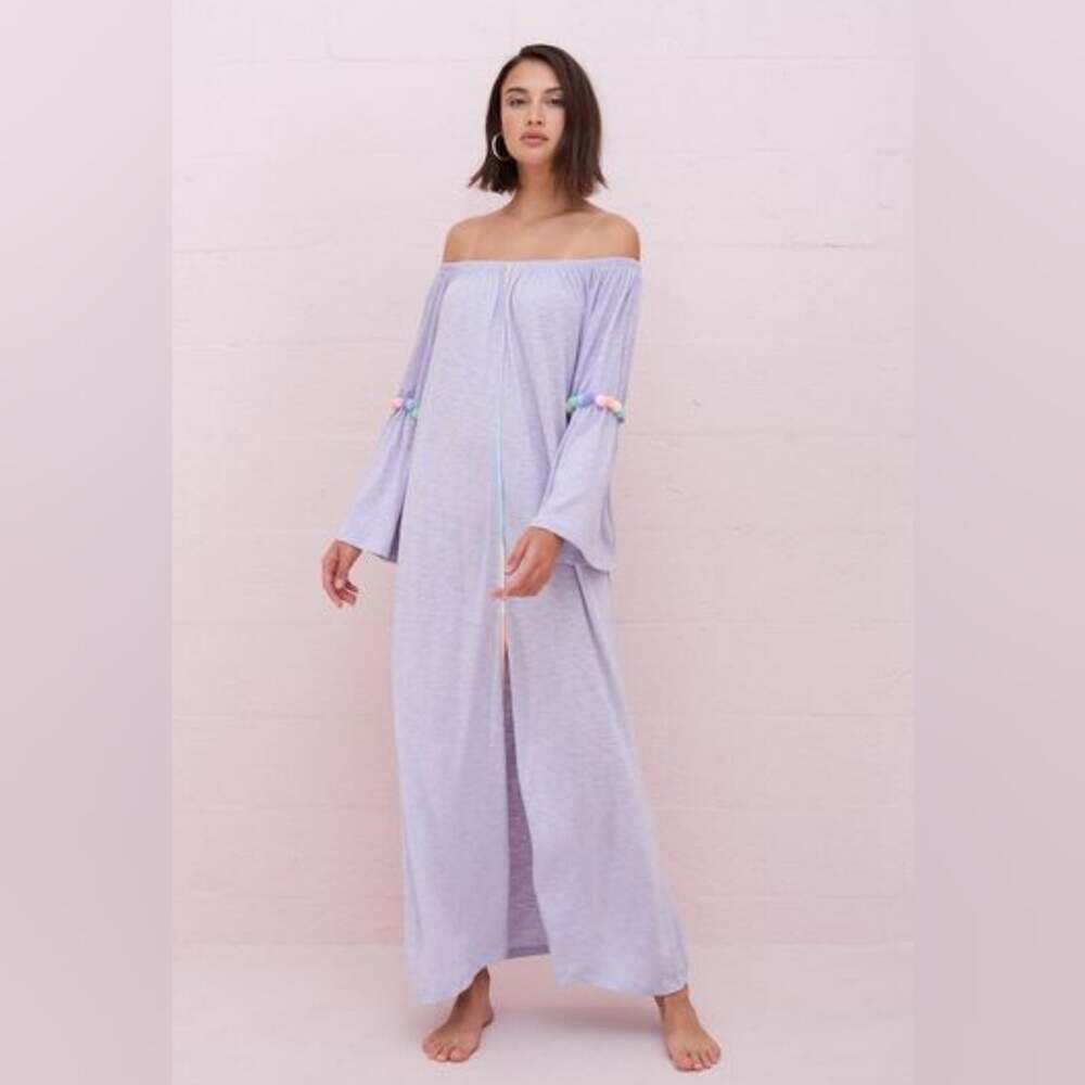 PITUSA * Stephanie Gottlieb Purple Rainbow Slit Pastel Gypsy Dress Size Petite